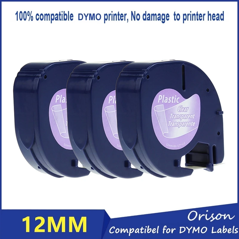 3pk/lot 12267 черный на прозрачном совместимый Dymo 12 мм letratag Пластик label Клейкие ленты для LT принтеров|label tape|label printer