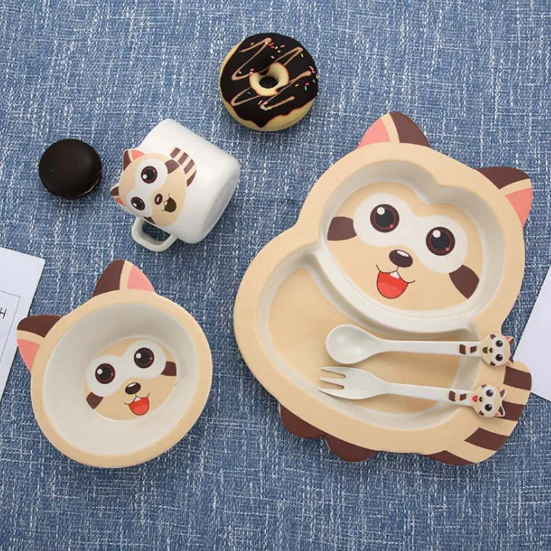 5 шт./компл. чаша для кормления с рисунком енота посуда набор посуды детей