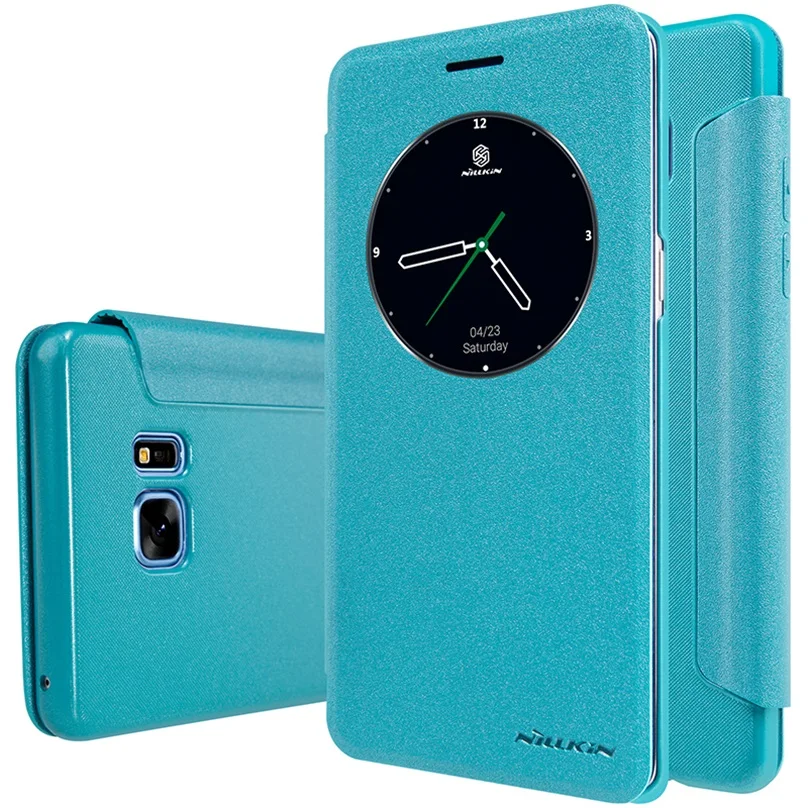 Для samsung Galaxy Note FE(Fan Edition) чехол Nillkin Sparkle супер тонкий PU кожаный флип-чехол для samsung Note FE Smart Wake Up - Цвет: Blue