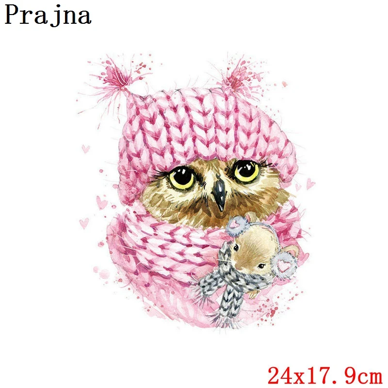 Никелевый Prajna, птица, сова, переводная тепло наклейка, винил, железо, переводная печать, на одежде, нашивки, дети, Термотрансферная мультипликационная аппликация - Цвет: Никелевый