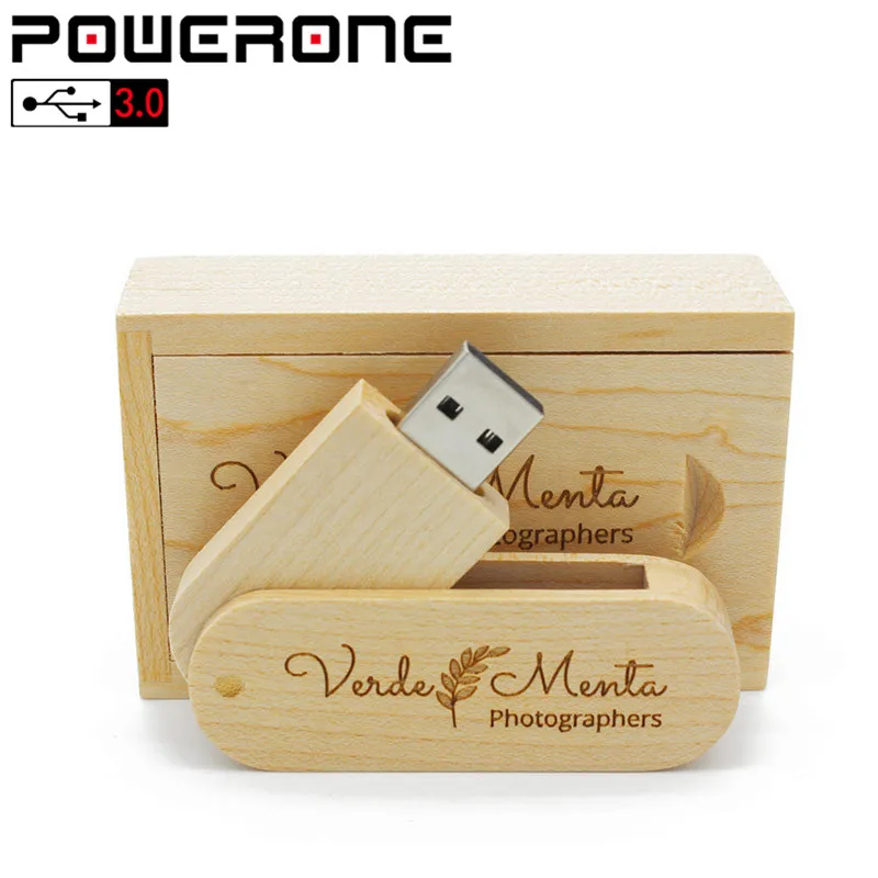 POWERONE USB 3 0 (1 шт. Бесплатный Пользовательский логотип) Деревянный usb с коробкой флеш