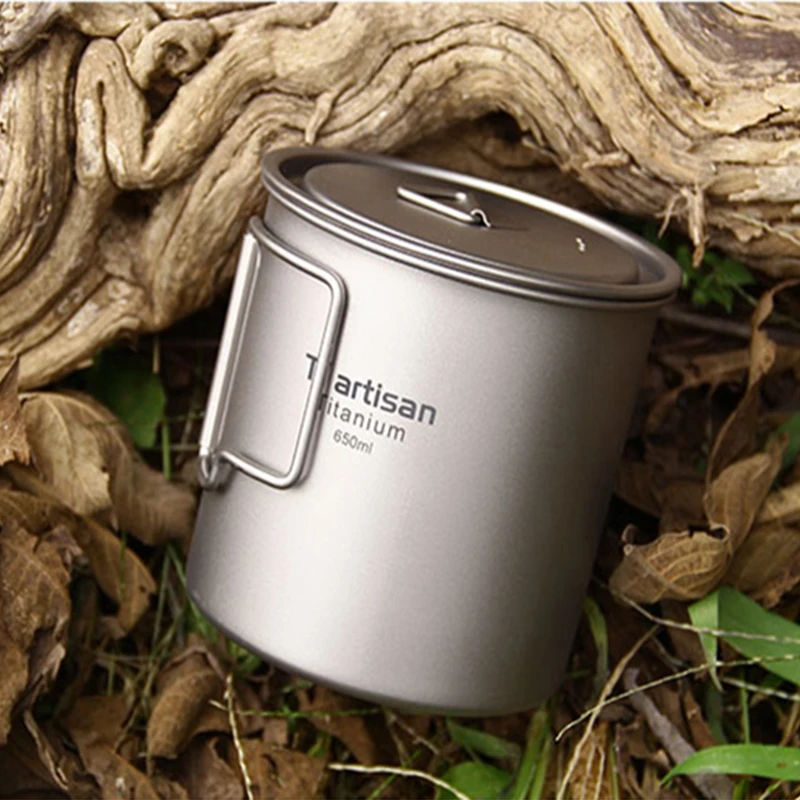 Титановая кружка для питьевой воды чашки со шкалой 650 мл уличный кулинарный