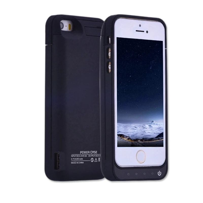 extpower 4200 mah smart back power pack bulding battery charger case for iphone 5 5s 5c se black battery charger case free global shipping