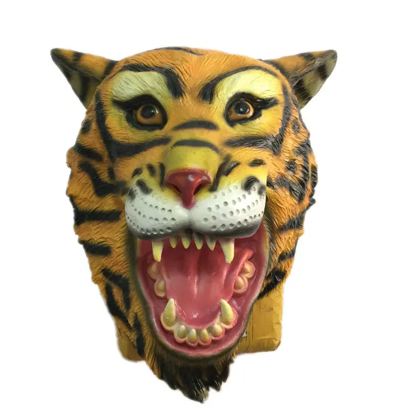 Ужас Тигр латексная маска на все лицо Хэллоуин голова животного резиновые маски