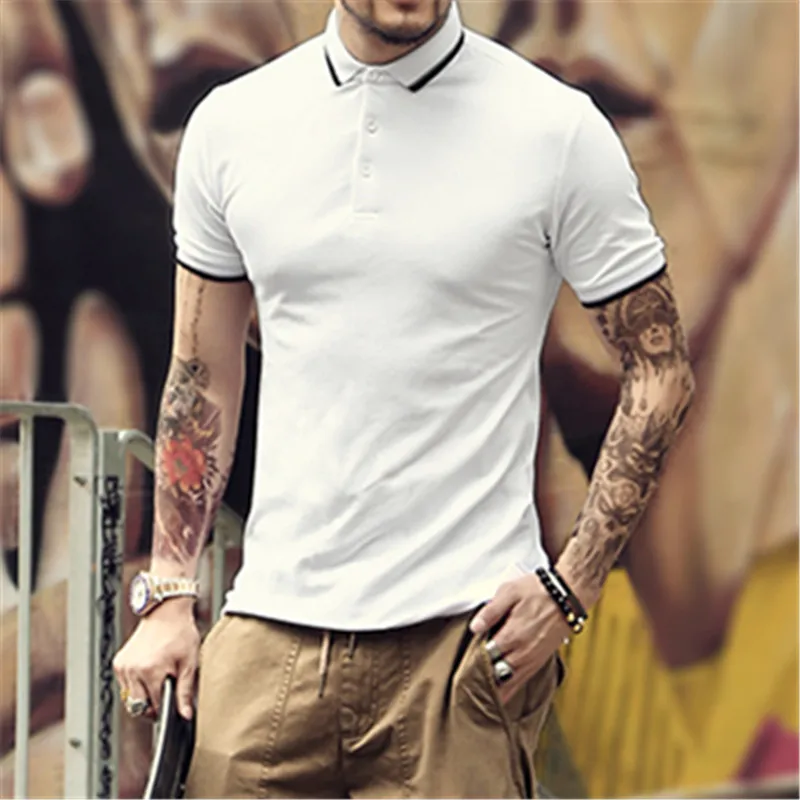 Летний новый британский ветер Мужская футболка поло слим бренд одежды для мужчин