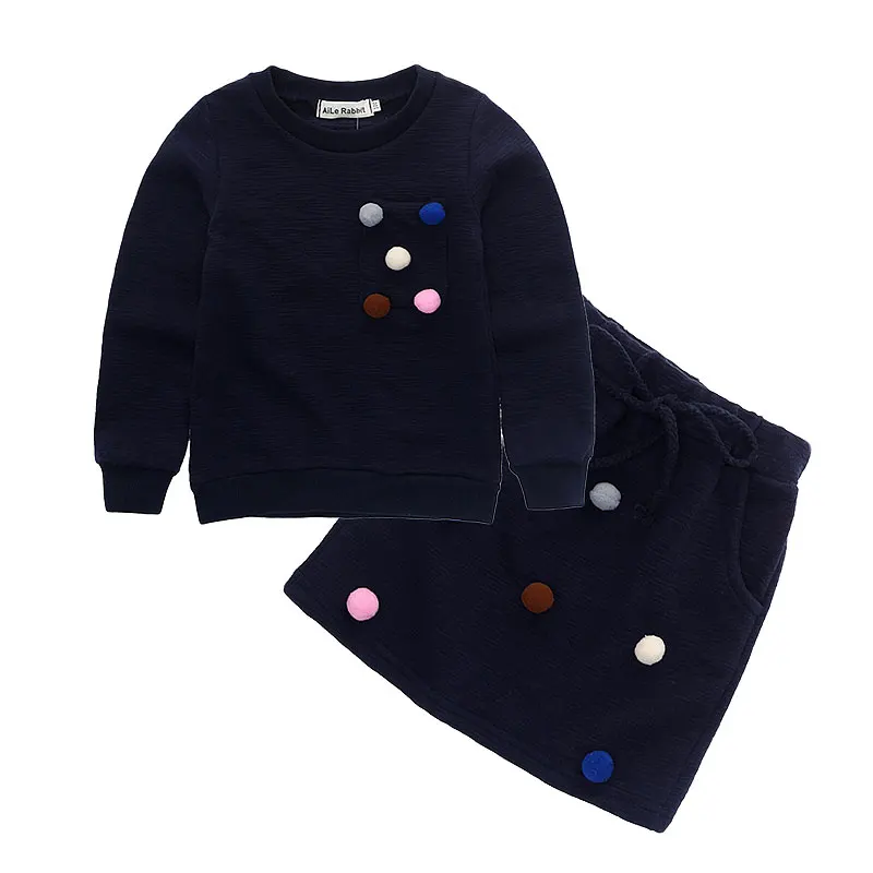 Комплект одежды для девочек AiLe Rabbit модная рубашка с длинными рукавами и юбка 2