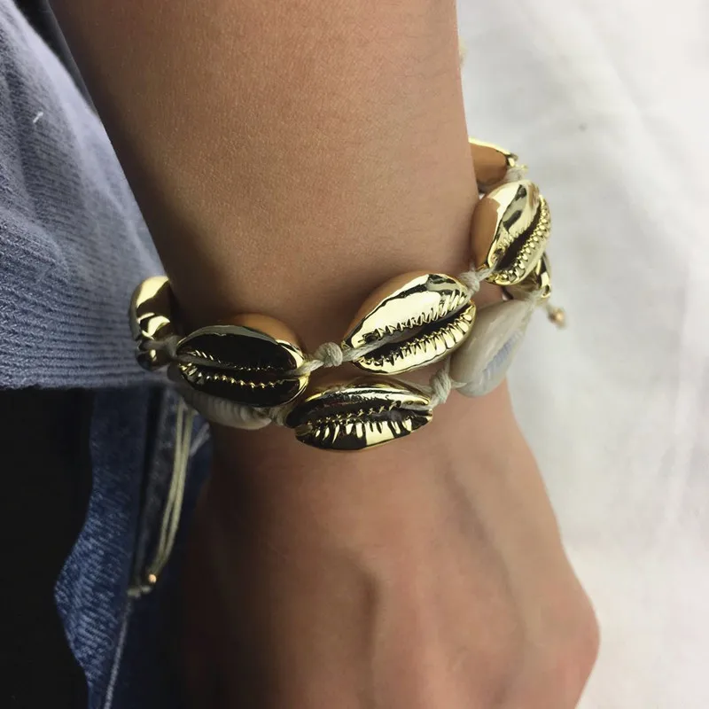 Браслеты Boho PUKA из коровьей ракушки для женщин плетеные вручную веревочные