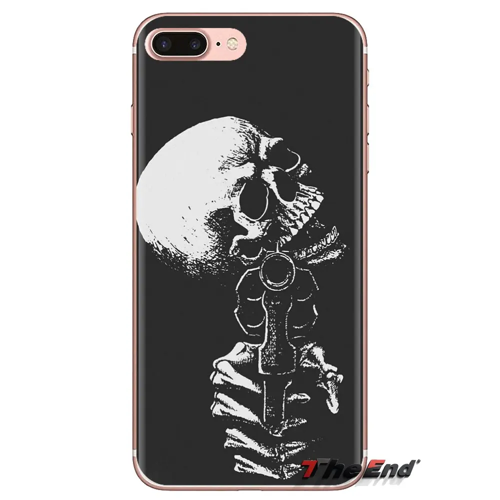 Черный череп белый цветок для iPod Touch Apple iPhone 4 4S 5 5S SE 5C 6 6S 7 8 X XR XS Plus MAX мягкие