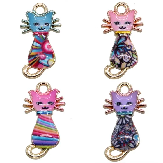 6pcs mixed KC gold Модные амулеты мульти милый кот эмаль амулеты для изготовления ювелирных изделий браслет/ожерелье/серьги Модные ювелирные изделия женские аксессуары - Окраска металла: 6pcs mixed KC gold