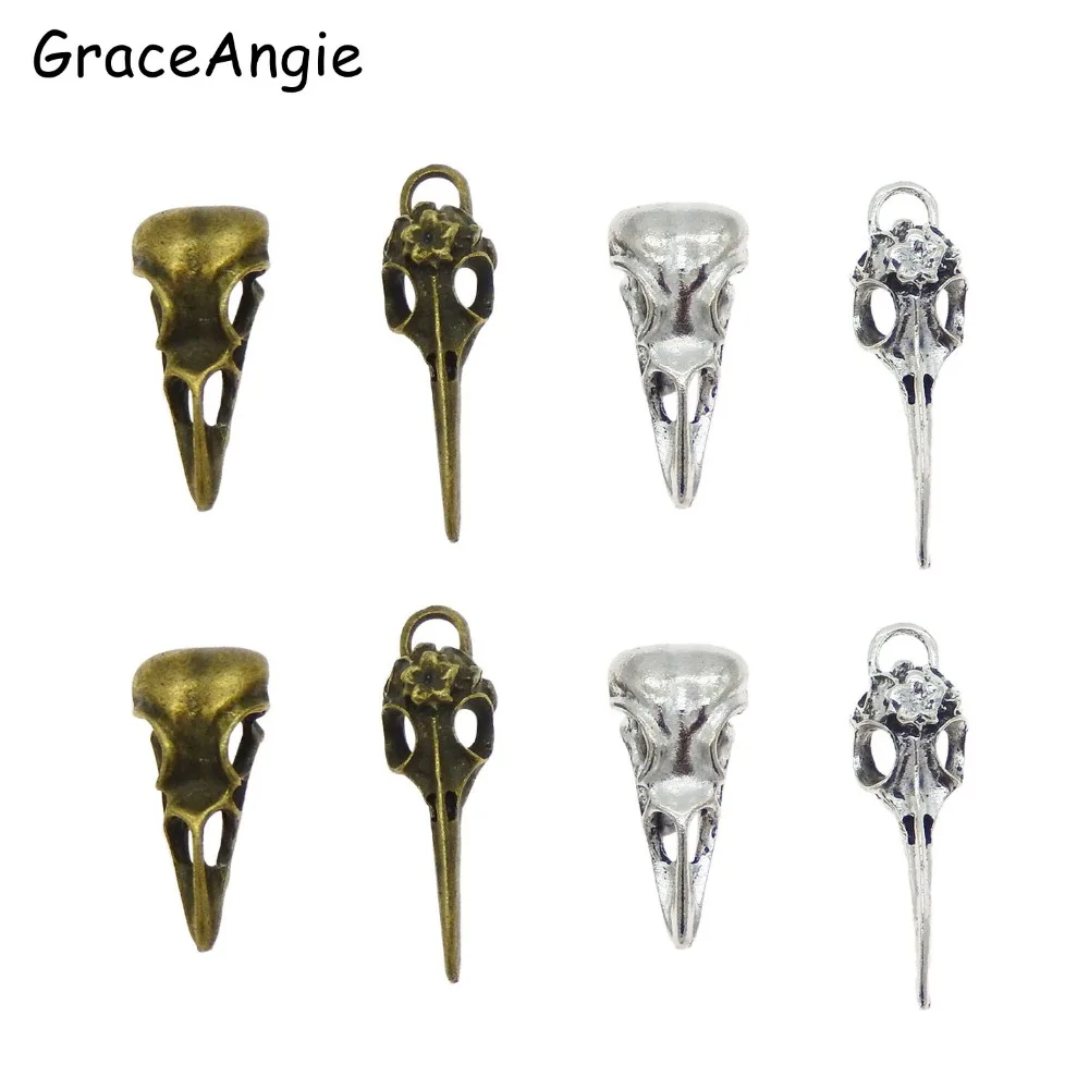 8 шт. подвески в стиле стимпанк с вороном птичьим черепом ювелирные изделия