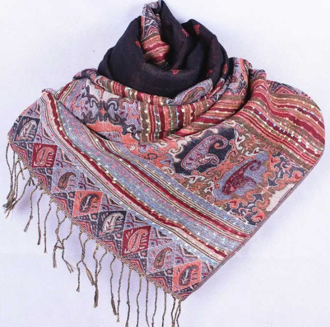 Шарф женский двусторонний из пашмины 70 х190 см классический светло-голубой