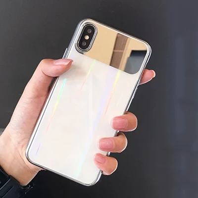 white GlamPhone чехол, роскошный зеркальный чехол для телефона для iphone 8 X, крутой лазерный блестящий чехол для iphone X 7, 6, 6S Plus, Жесткий Чехол на заднюю панель, чехол s - Цвет: white