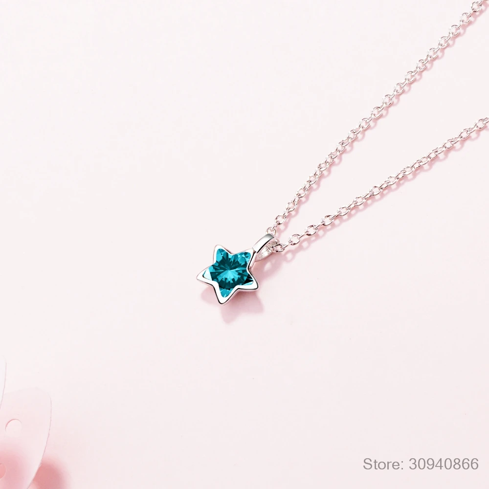 Персонализированные Bijoux 925 пробы Серебряная синяя звезда кристалл колье ожерелья для женщин модные массивные ювелирные изделия колье