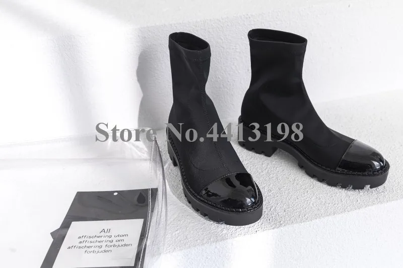 Осенние полусапожки для отдыха в стиле пэчворк черного цвета ботильоны женщин с