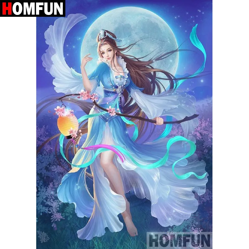 

HOMFUN 5D DIY Diamond Painting Full Square/Round Drill "Moonlight girl" Embroidery Cross Stitch gift Home Decor Gift A08156