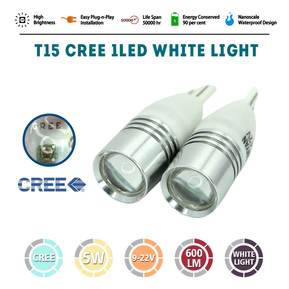 Modifygt 4 шт супер яркий 5 w T15 W16W кри чип автомобиля светодиодная фара Резервное