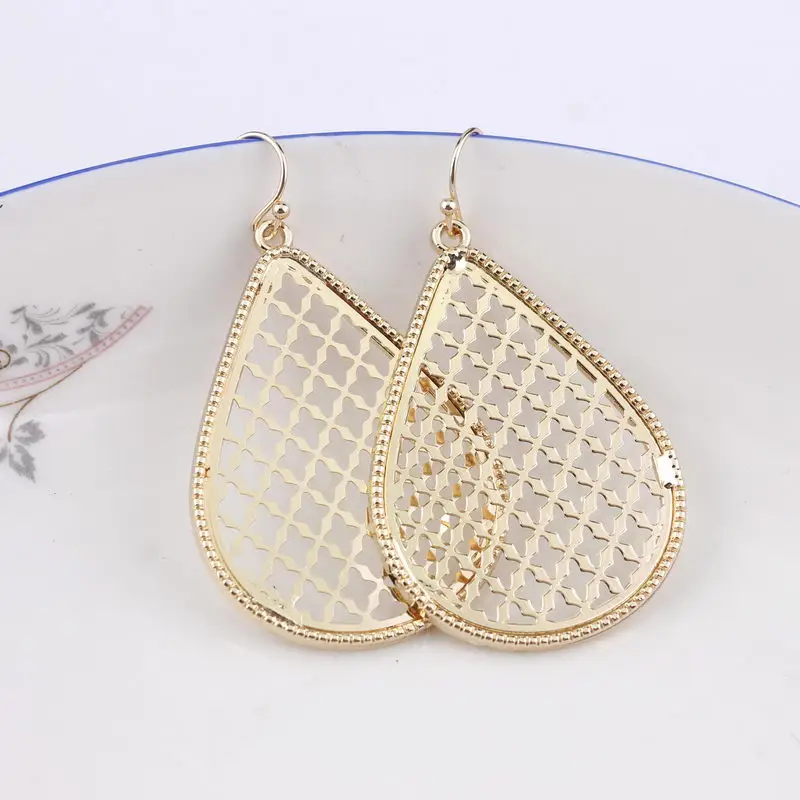 

Gold & New Design Fashion Alloy Cut Out Filigree Charm Earrings For Women Big Hollow Teardrop Dangle Earring Boho Jewelry