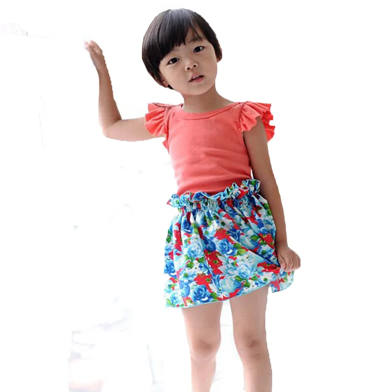 Комплект летней одежды для маленьких девочек футболка с рукавами крылышками +