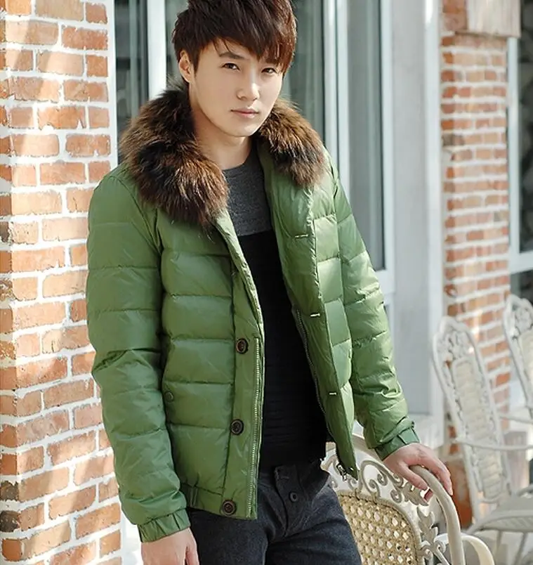 

M--3XL / Hot / Winter Men's New Fashion Cultivate One's Morality Brief Detachable Collar Down Jacket Coat