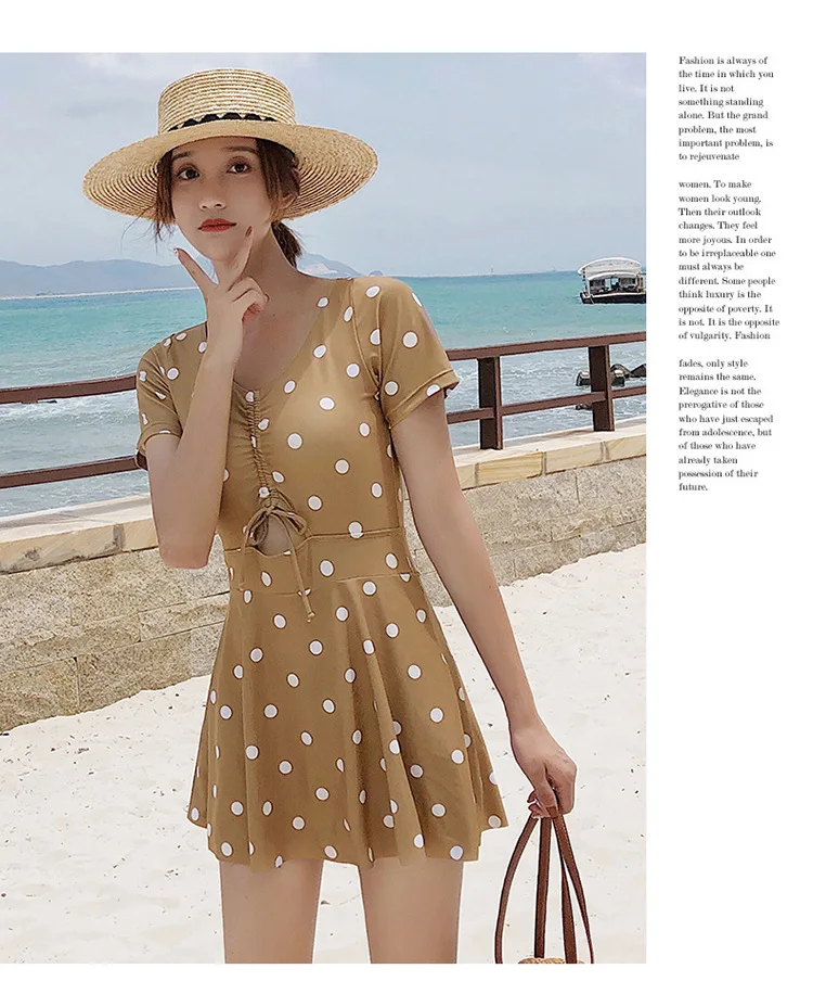 One Piece Swimsuits Women Onepiece Swimsuit 1 Korean Woman Large Size Skirt Pants Short Long Sleeve Letter Polyester Sierra