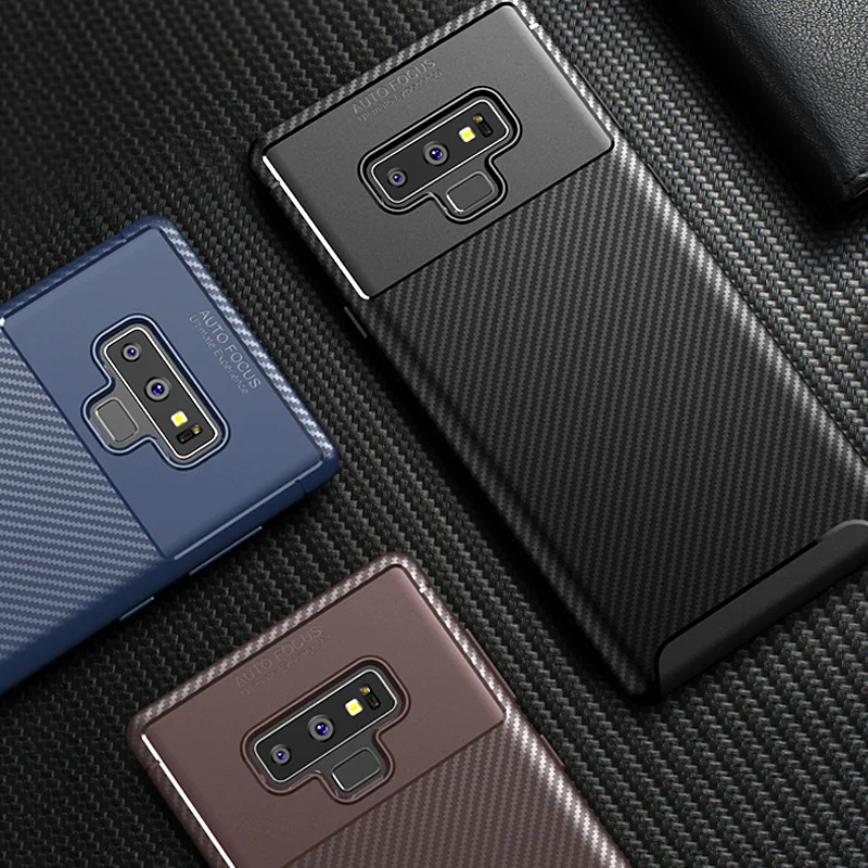 Чехол из углеродного волокна для Samsung Galaxy Note 9 роскошный мягкий ТПУ Тонкий