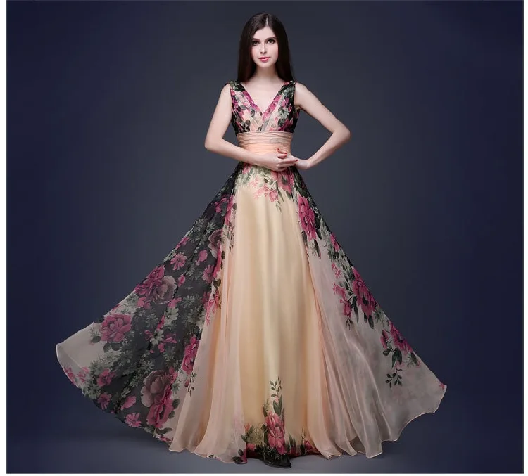 Женское платье макси moda mujer длинное вечернее без рукавов с глубоким v образным