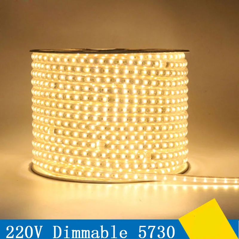 20 м/лот 120 светодиодов/м Светодиодная лента AC220V SMD 5630/5730 белый/теплый белый