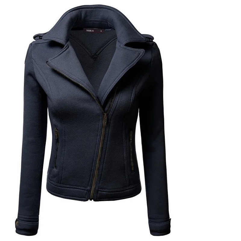 Женская одежда на осень-зиму femalejackets Новые однотонные молнии с длинными рукавами