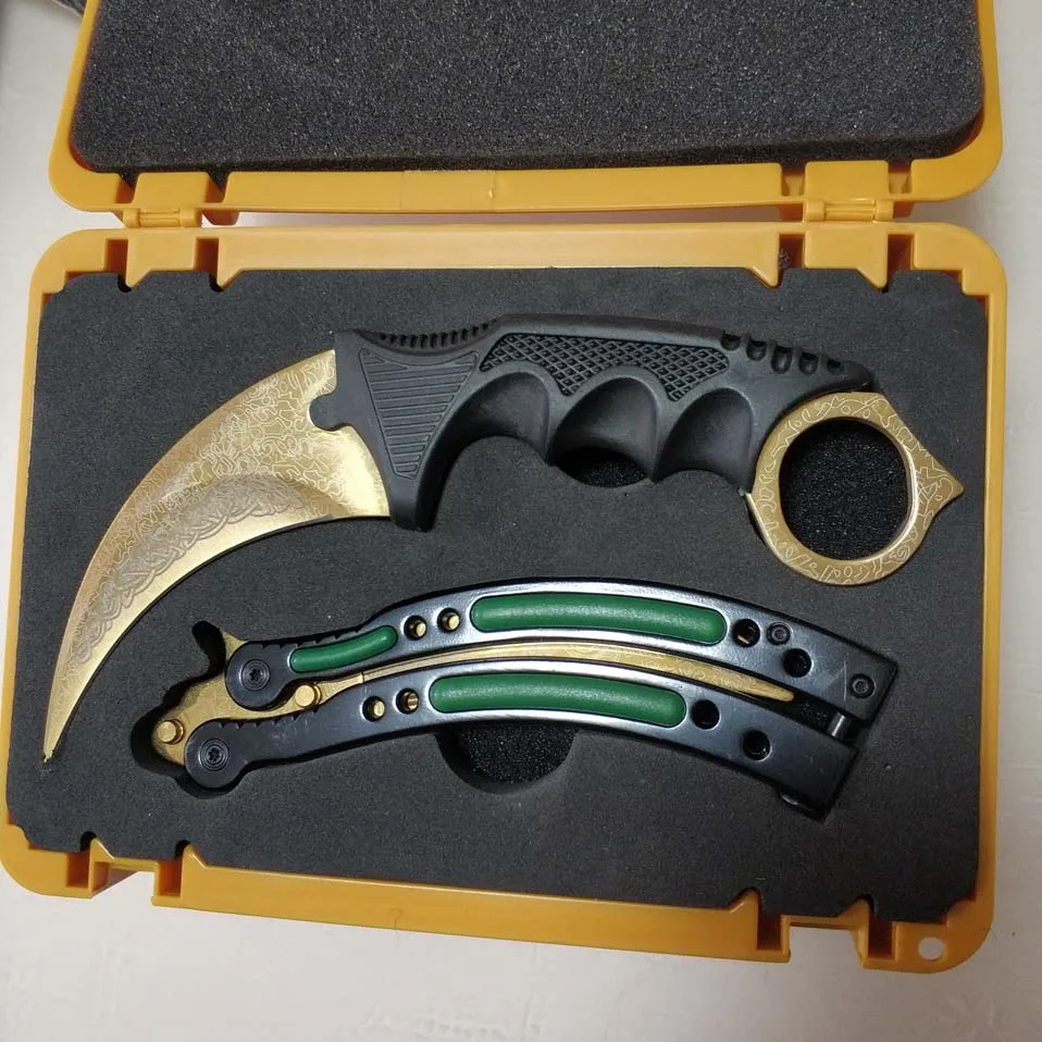 legend Прямая поставка Karambit+ нож для тренера+ нейлоновая сумка+ отвертка+ коробка CSGO чехол для игрового ножа Бабочка Набор комбинированных ножей тупое лезвие - Цвет: legend