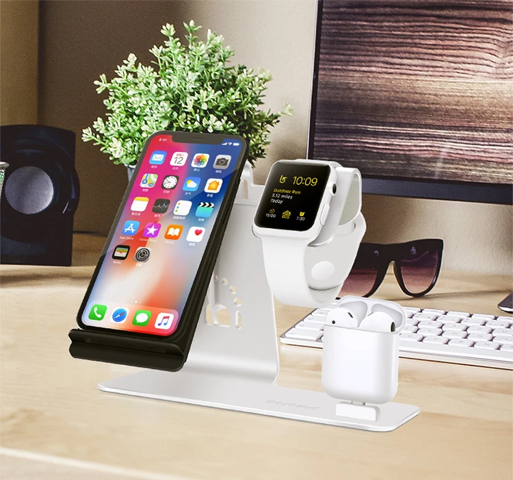 3 в 1 Зарядная Станция группа Vertical для Apple iWatch Airpods Qi быстрая Беспроводная зарядная