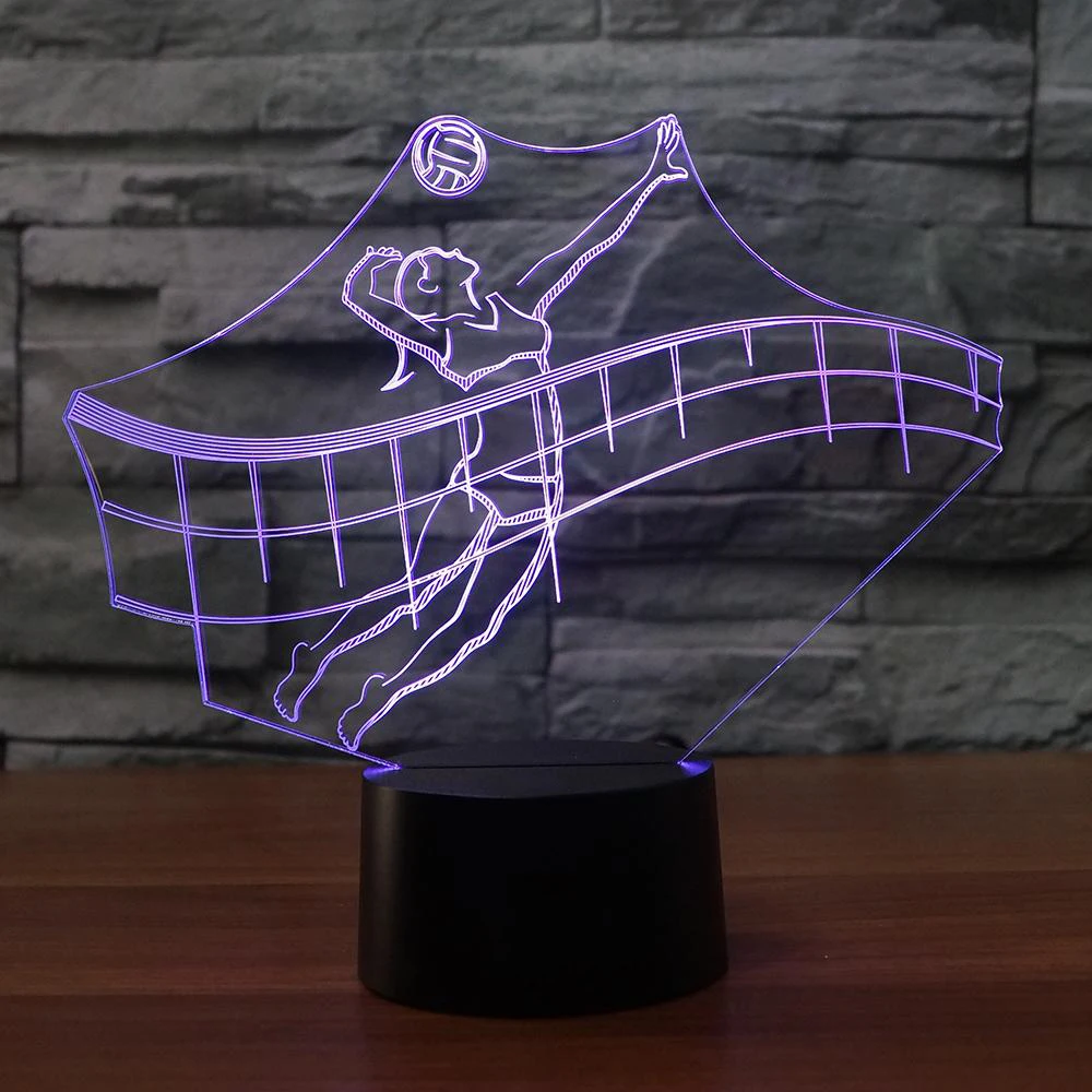 3D Led Vision творческий 7 цветов Изменение пляжный волейбол моделирование Usb
