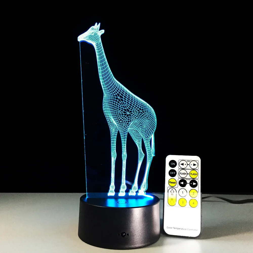 

7 Color Changing Giraffe Model 3d Night Light Novelty Luminaria Led Usb Table Lamp Atmosphere Party Decor Bluetooth Speaker