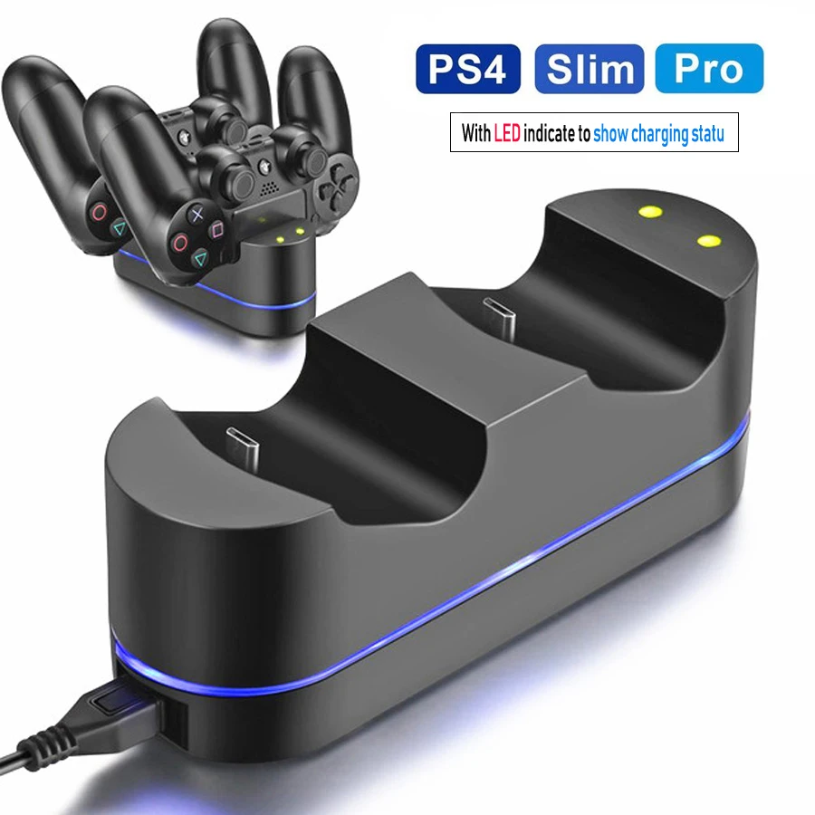 

PS4 Controller Charger for Sony PS4 / PS4 Pro / PS4 Slim DualShock 4 Controller, Dual USB LED Indicator Light