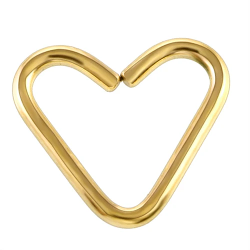 Gold 1 шт. G23 титановые серьги для хряща, серьги в форме сердца из розового золота, пирсинг для ушей, серьги-кольца, Сексуальные Ювелирные изделия для тела, пирсинг - Окраска металла: Gold