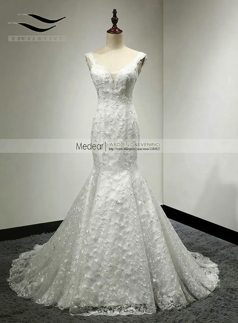 

Cap Sleeves Beaded Mermaid Sexy Lace Wedding Dress 2018 Cheap Robe De Mariage Bridal Gown Vestidos De Novia Casamento SLW123