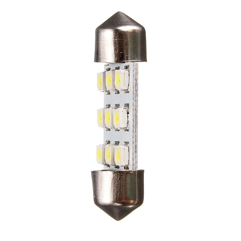 4 шт 35 мм 3528 9SMD Xenon Белый Салон для автомобиля свет/номерной знак гирлянда 6000 7000 K DC