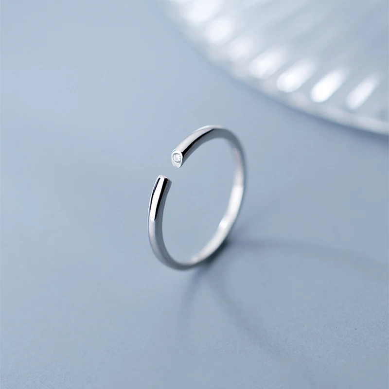 INZATT Real 925 Sterling Silver Minimalist Glossy OL Opening Ring for Charming Women Party Fine Jewelry Geometric Ring Gift