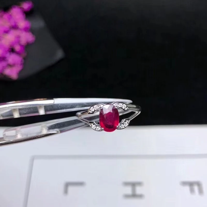 Необычные натуральные сердечные рубиновые кольца 1.06Ct для женщин обручальные овальные настоящие драгоценные камни ювелирные украшения 925 серебро#346
