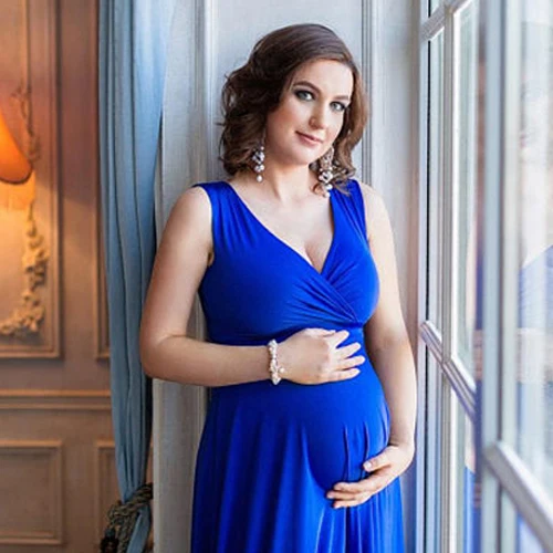 blue OkayMom вечерние платья для беременных одежда черное сексуальное свадебное платье с v-образным вырезом для беременных женщин платье для беременных фотография лето - Цвет: blue