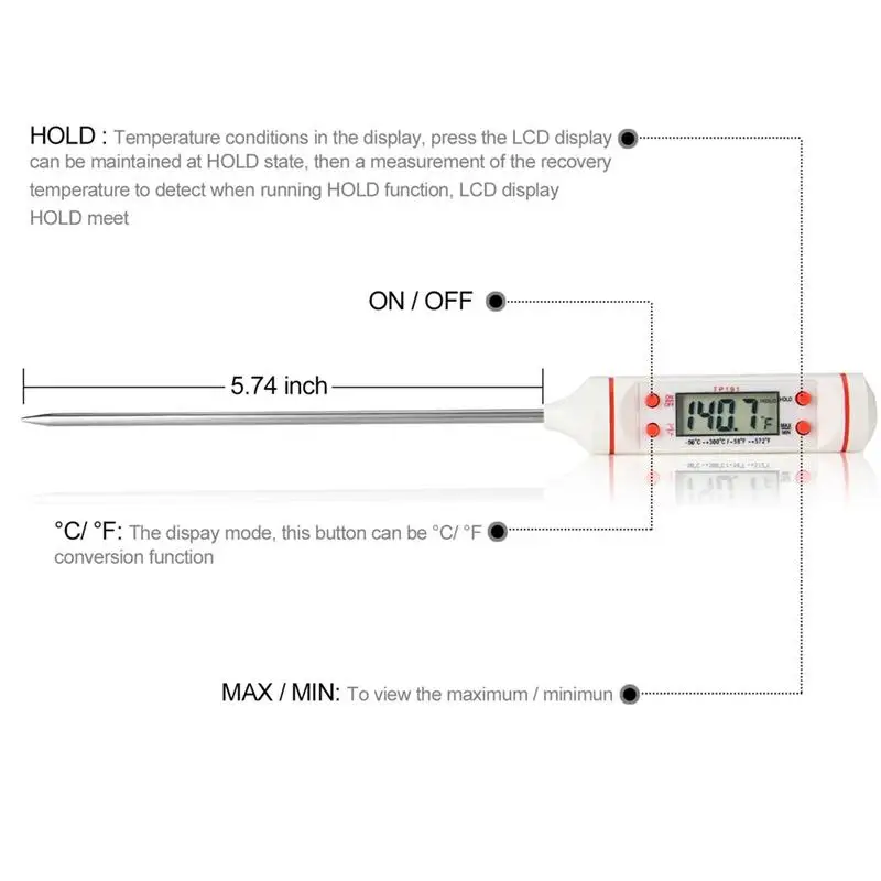 LUOEM точный термометр для приготовления пищи мгновенное считывание с ЖК дисплеем
