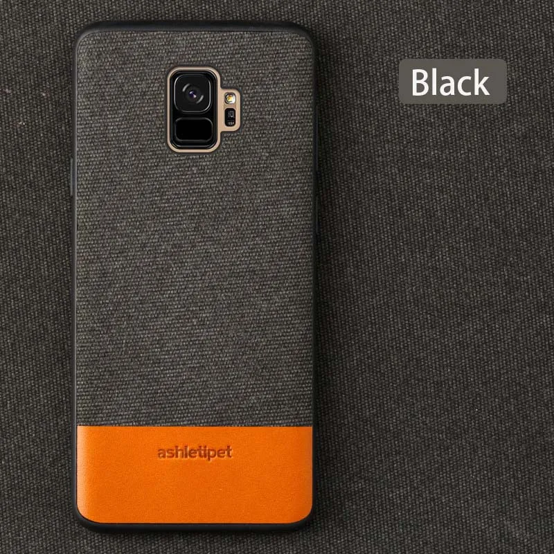 Черный Ткань с вышивкой из воловьей кожи, чехол для телефона для samsung Galaxy S10 s9 s8 Plus s7 s10E Крышка для a50 a70 a80 a30 a9 a8 a7 Примечание 10 плюс 9 8 - Цвет: Черный