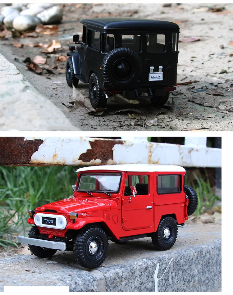 Высокая имитация 1:24 модель автомобиля из сплава Toyota FJ40, литая металлическая Игрушечная модель внедорожника, изысканная коллекция подарков