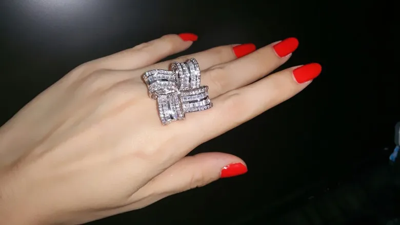 AAA циркон преувеличенный вращающийся пояс украшение кольцо галька 88 частиц Т