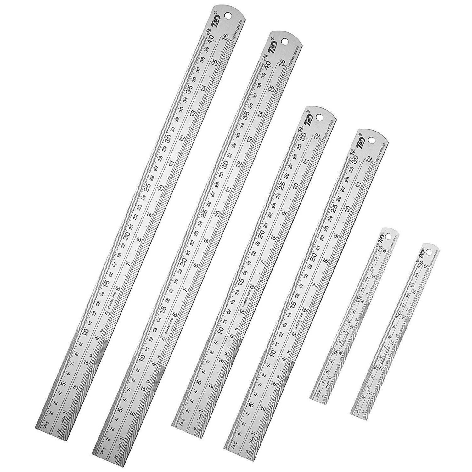 

Stainless Steel Ruler Straight Edge Metal Ruler Set For Engineering Office And School 16 inch(40 cm) + 12 inch(30cm) + 6 inch