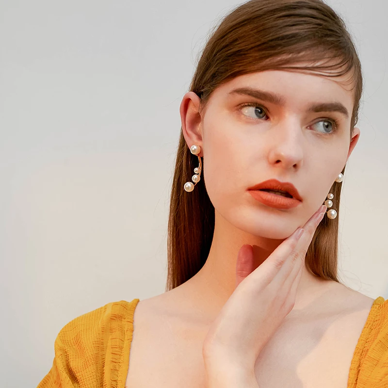 Faux pearl earrings female temperament simple wild fresh | Украшения и аксессуары