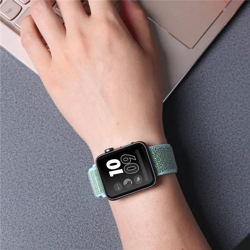 Нейлоновая петля, ремешок для Apple Watch, ремешок 44/42/40/38 мм Спортивная дышащая correa в едином положении во время занятий легкой атлетикой, браслет на запястье для наручных часов Iwatch, 4/3/2/1 аксессуары