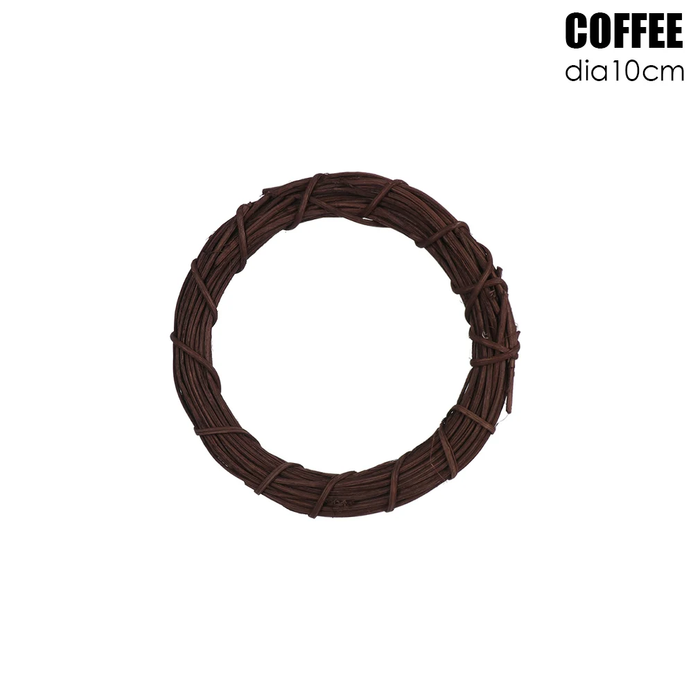 dia10cm coffee 10/20/30 см ручной работы Рождественский ивовые прутья венок с украшением в виде кольца Свадьба украшение стены стол Дисплей DIY сушеные ротанга натуральный домашней двери - Цвет: dia10cm coffee
