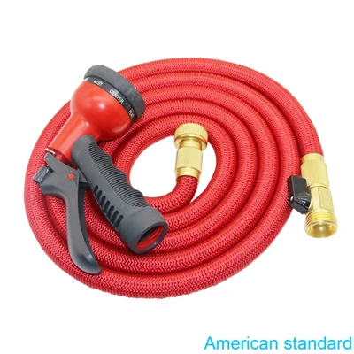 American standard 25FT-50FT расширяемый волшебный гибкий садовый шланг для воды с 8 узорами пистолет-распылитель для чистки автомобиля и полива садоводства - Цвет: American standard