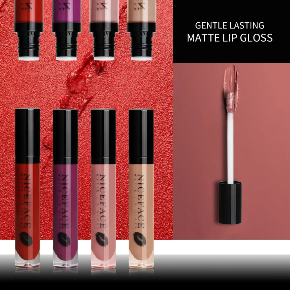 NICEFACE матовый блеск для губ водонепроницаемый винный телесный оттенок макияж