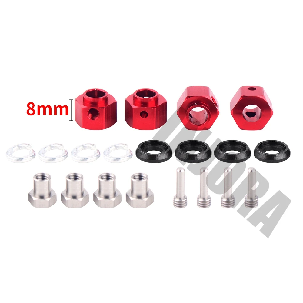 8MM Red INJORA 4 шт./компл. 12 мм Металлические Колеса с шестигранной концентратор для 1/10 RC автомобиль Traxxas TRX4 TRX-4 RC Гусеничный 6/8/9/10/11/12 мм Толщина - Цвет: 8MM Red